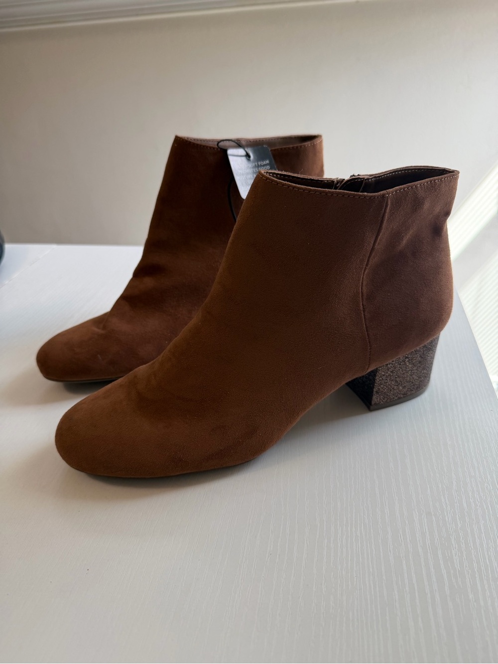 Arizona Jean Company Brown Suede Ankle Booties with Block Heel